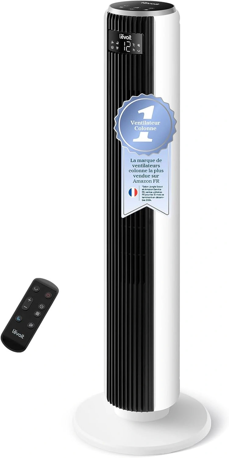 Levoit, Ventilateur, 26W, avec télécommande, refroidissement, fonctionnement silencieux, Blanc