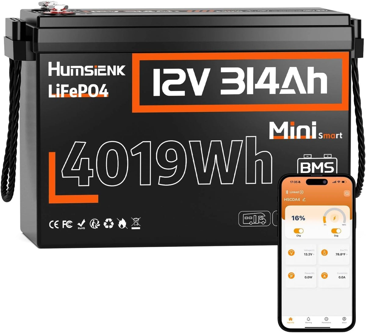 Humsienk, Batterie, 200A, 12V, Bluetooth