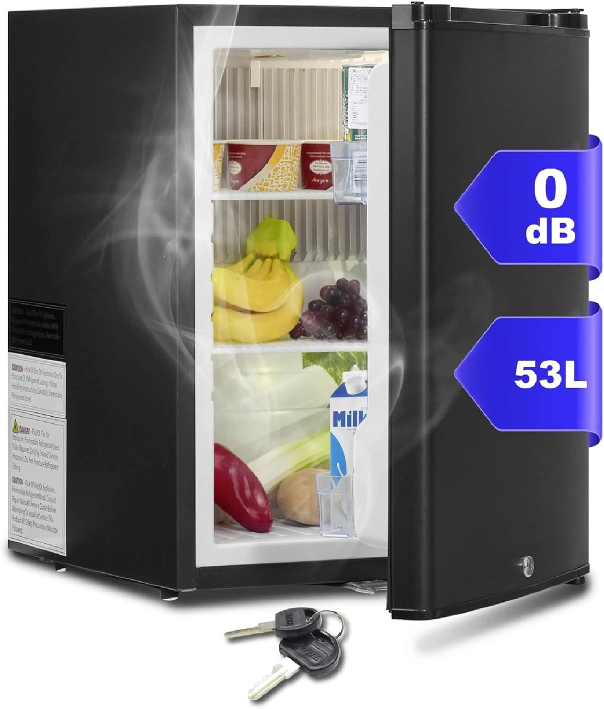 SMETA, Réfrigérateur, 53L, 12V, 220V, fonctionnement silencieux, Noir