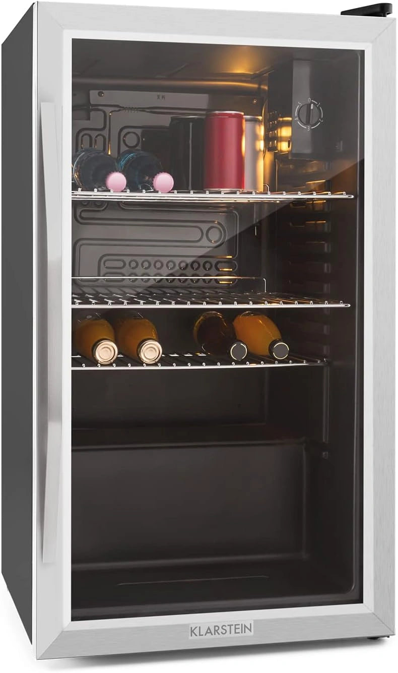 KLARSTEIN, Réfrigérateur à boissons, 80 L, fonctionnement silencieux, Noir/Argenté