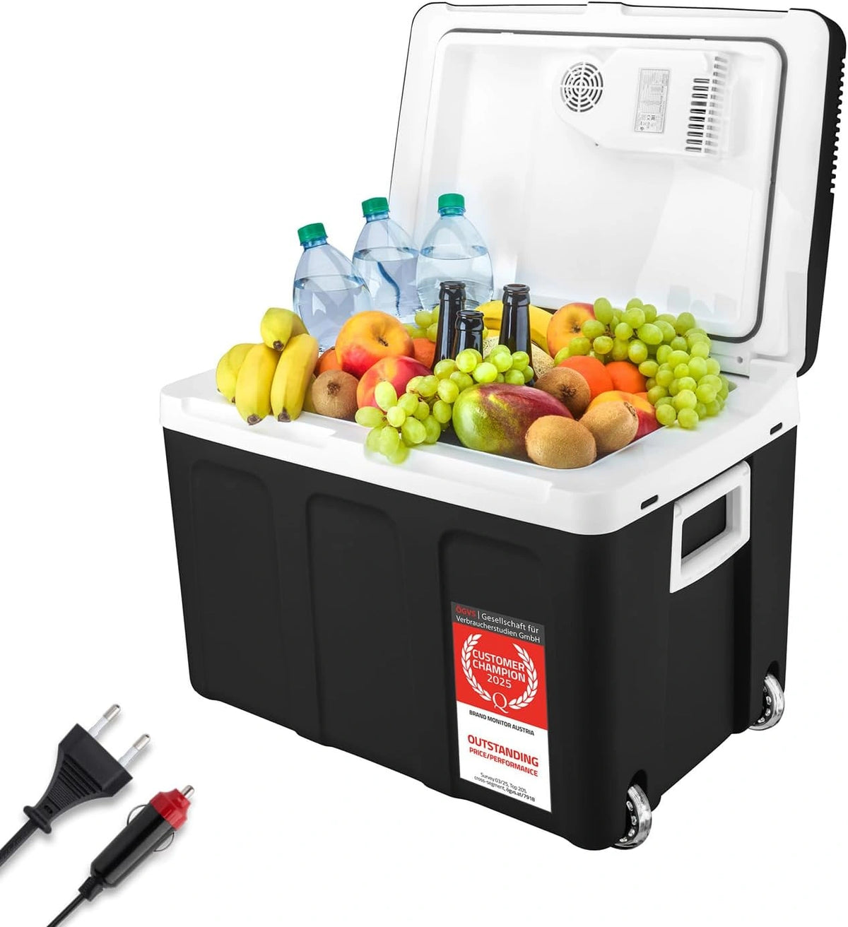 TZS, Réfrigérateur, 45L, 12V, 230V, format mobile, Noir