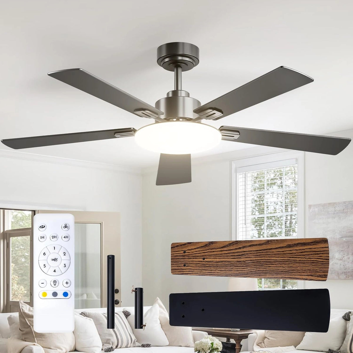 Passky, Ventilateur, avec télécommande, Noir