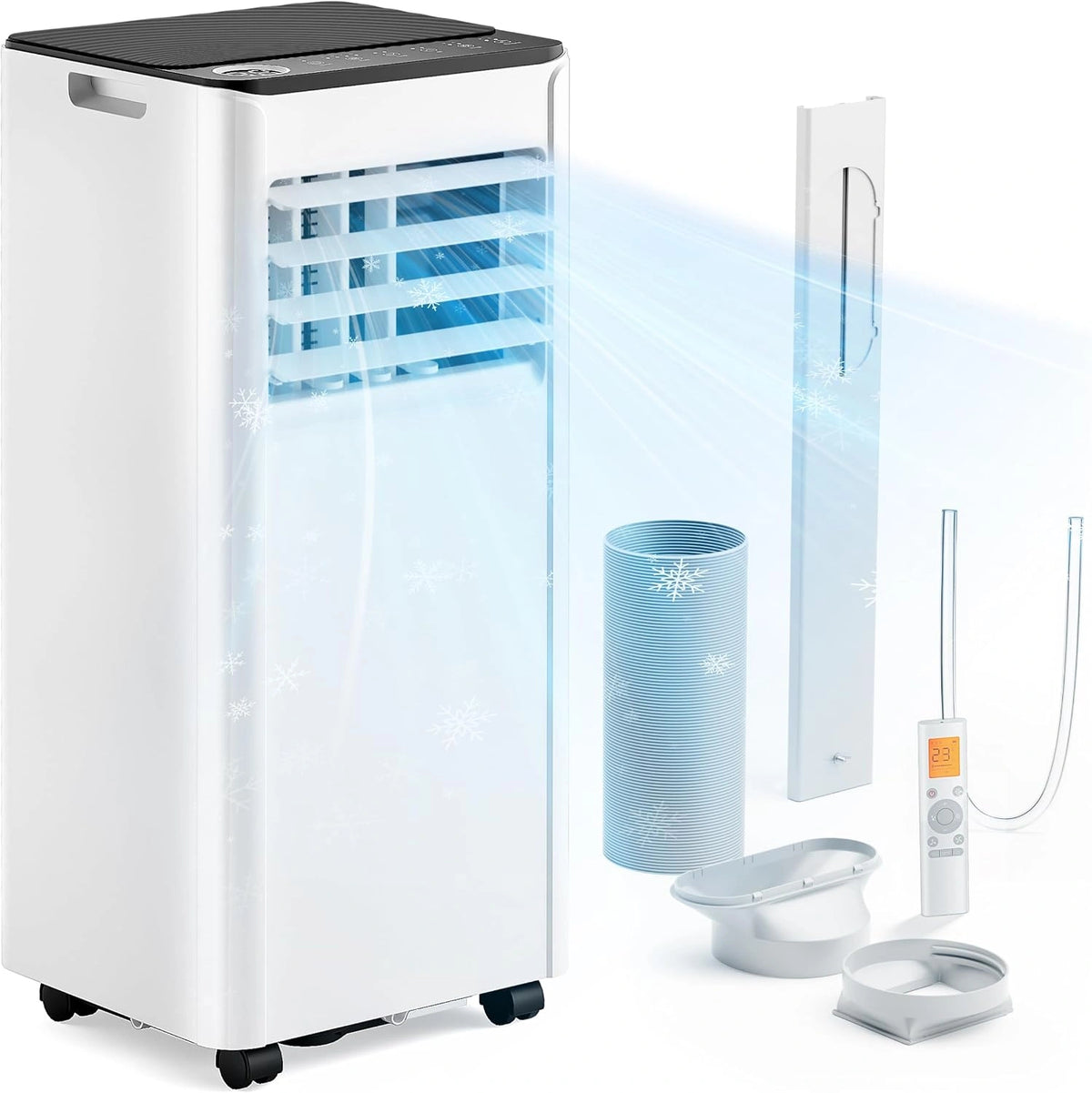 EUHOMY, Climatiseur, 9000 BTU, avec télécommande, fonctionnement silencieux, format mobile