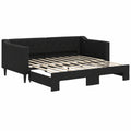 Canapé convertible, en tissu, coloris noir, 90 x 190 cm, pour le salon ou la chambre d’amis
