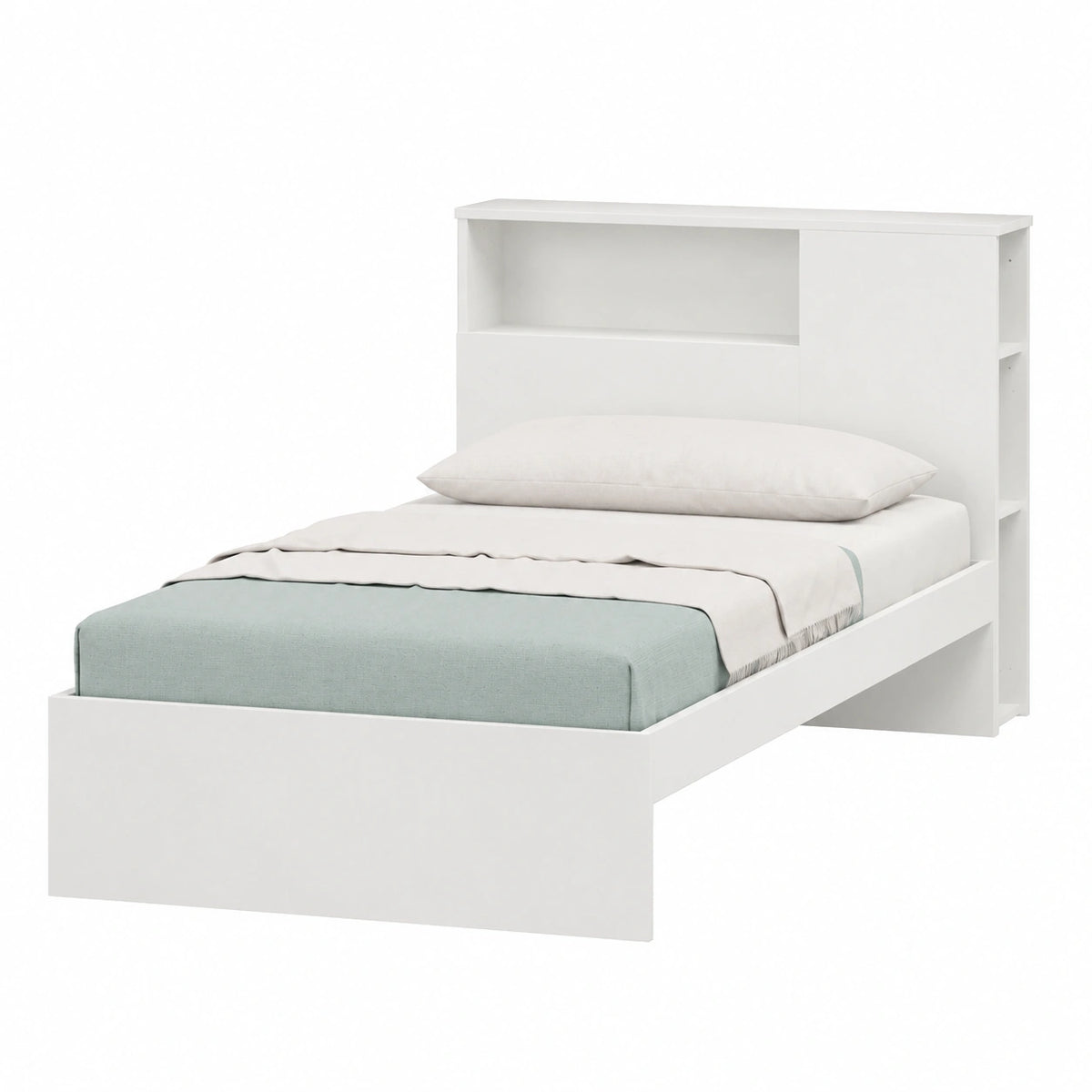 Lit, coloris blanc, 96 x 99 x 218,2 cm, pour la chambre