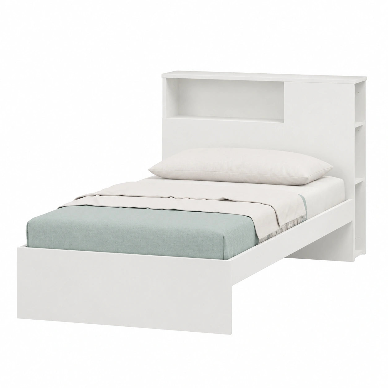 Lit, coloris blanc, 96 x 99 x 218,2 cm, pour la chambre