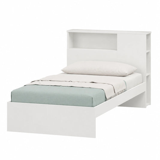 Lit, coloris blanc, 96 x 99 x 218,2 cm, pour la chambre
