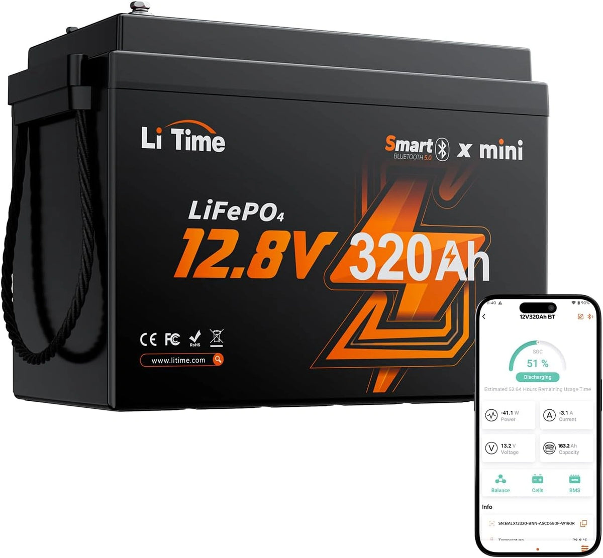 LiTime, Batterie, 12 V, format compact