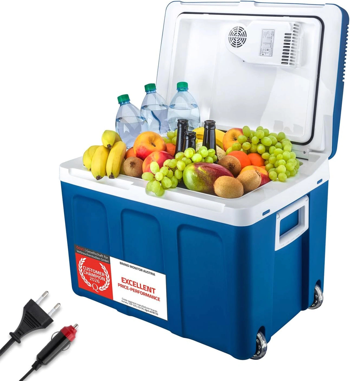 TZS, Réfrigérateur, 45L, 12V, 230V, format mobile, Bleu