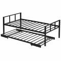 Lit, en métal, coloris noir, pour la chambre