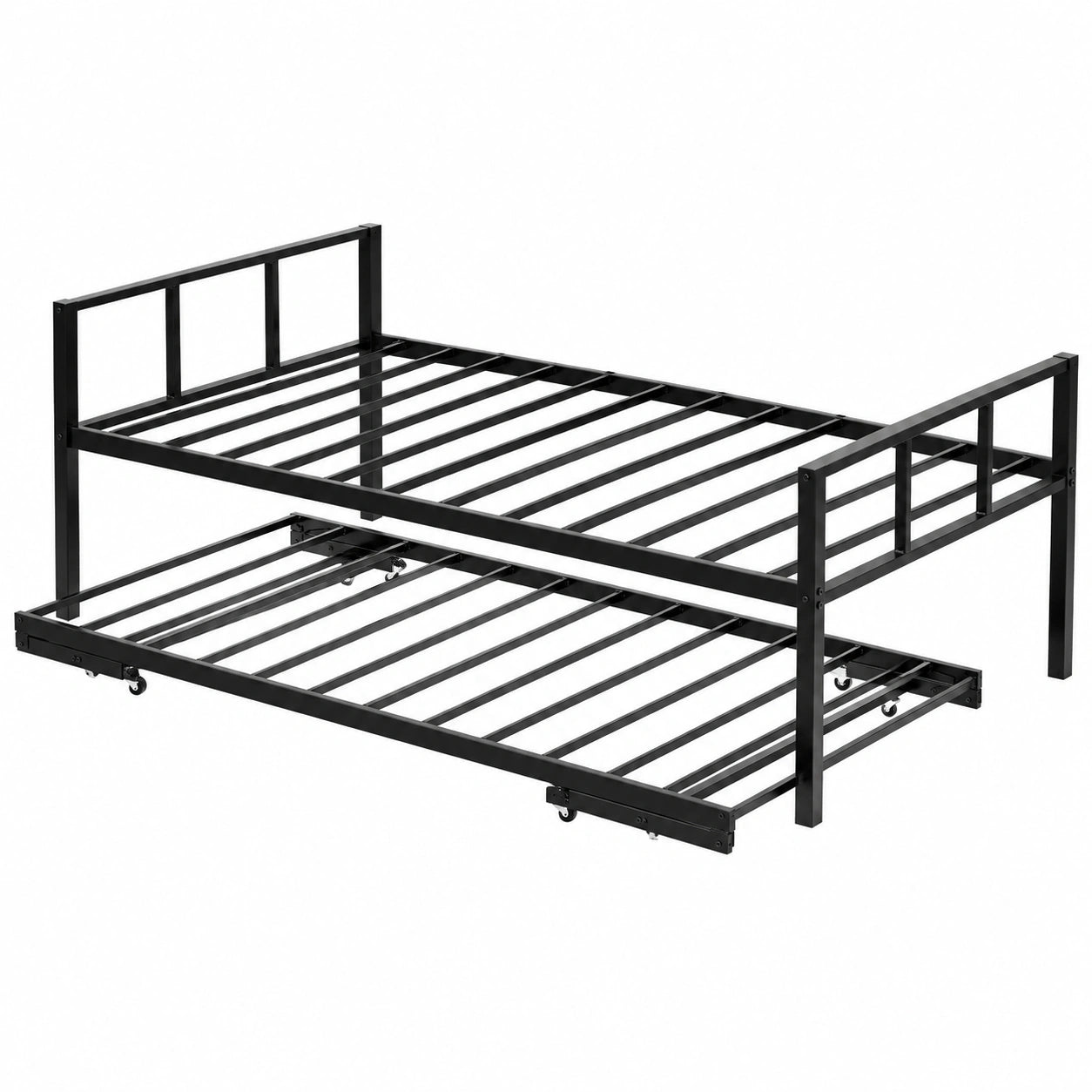 Lit, en métal, coloris noir, pour la chambre