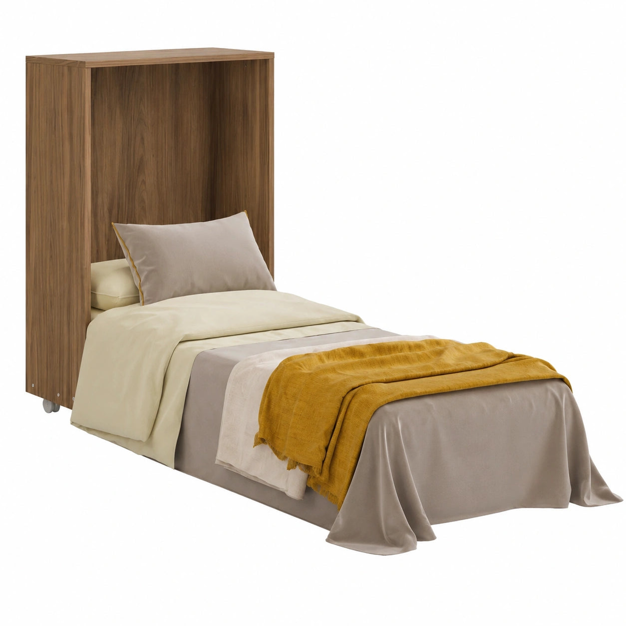 Lit, en noyer, pliable, avec sommier, pour la chambre