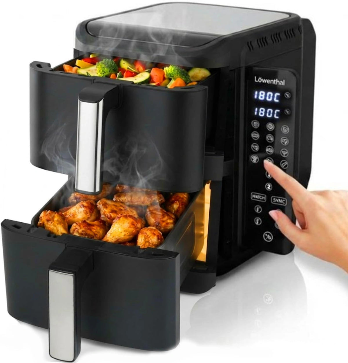 Löwenthal, Friteuse sans huile, 11 L, 5,5 L, 2800W, Noir