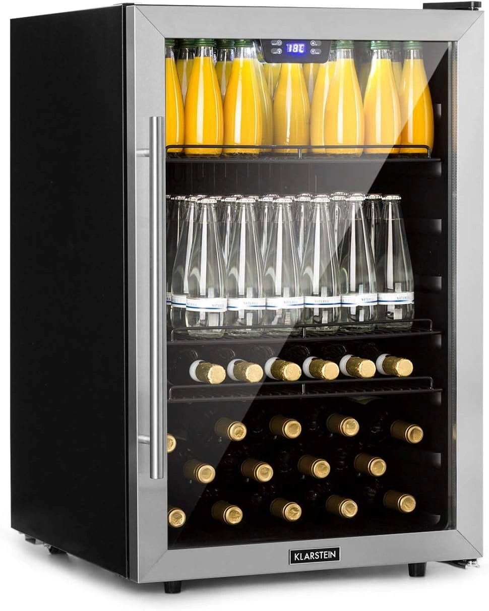 KLARSTEIN, Réfrigérateur à boissons, 147 L, fonctionnement silencieux, Noir/Argenté