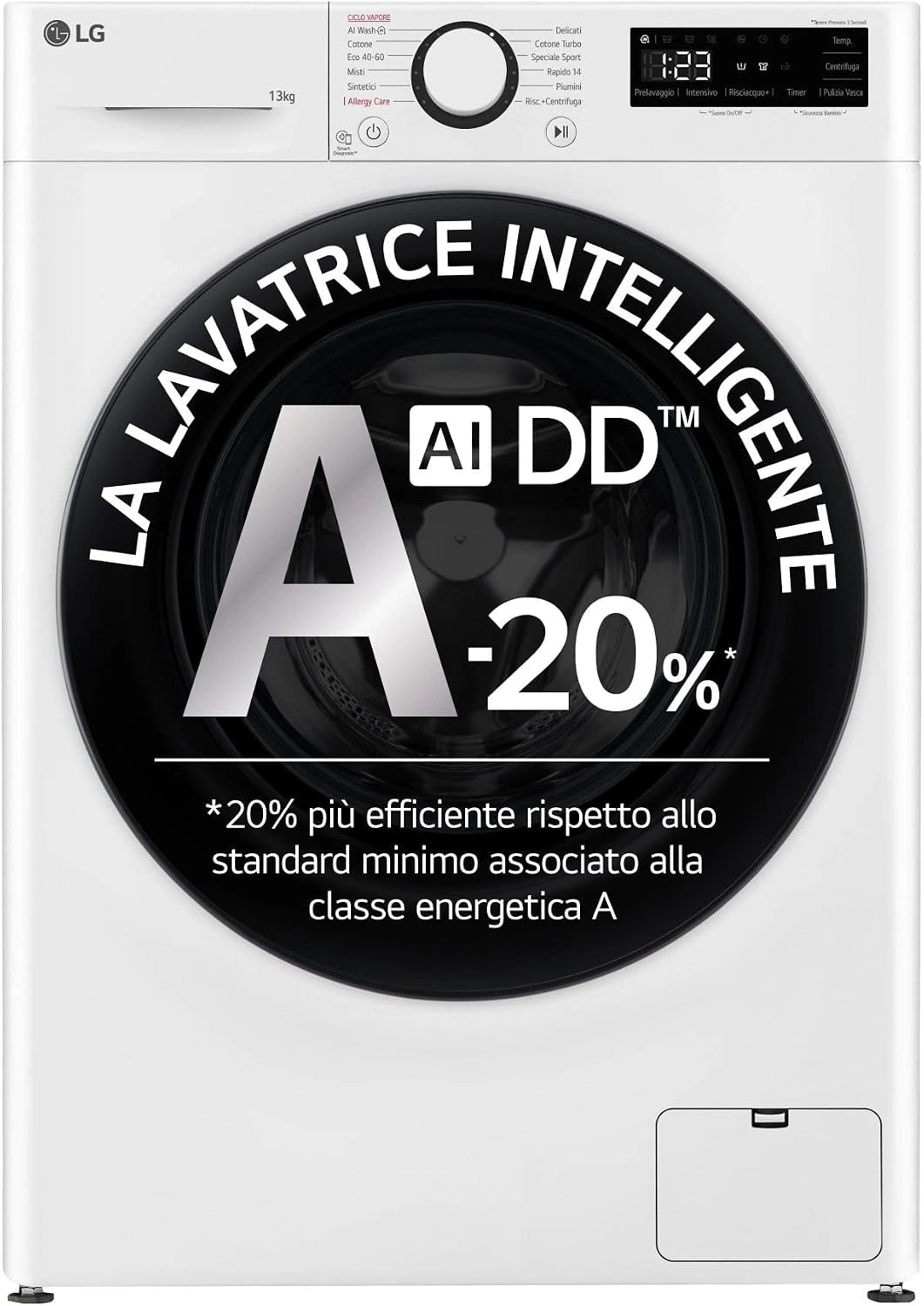 LG, Lave-linge, F4R3013NSWB, connecté, fonction vapeur, Blanc