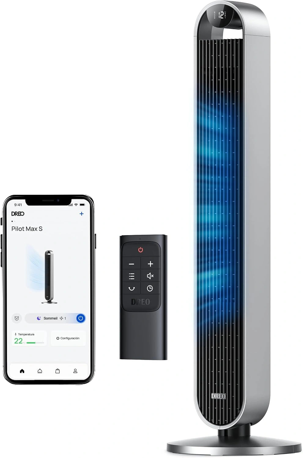 DREO, Ventilateur, Wi-Fi, avec télécommande, connecté