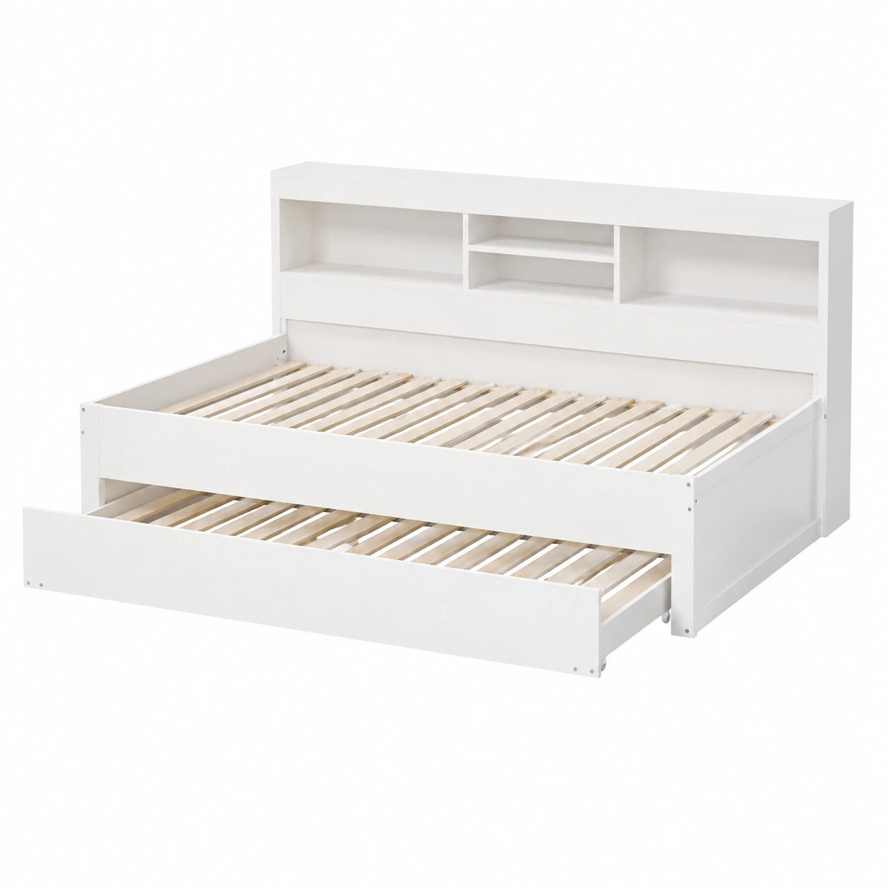Canapé convertible, avec rangement, avec prise intégrée, coloris blanc, 1 place, 90 x 200 cm, pour le salon ou la chambre d’amis