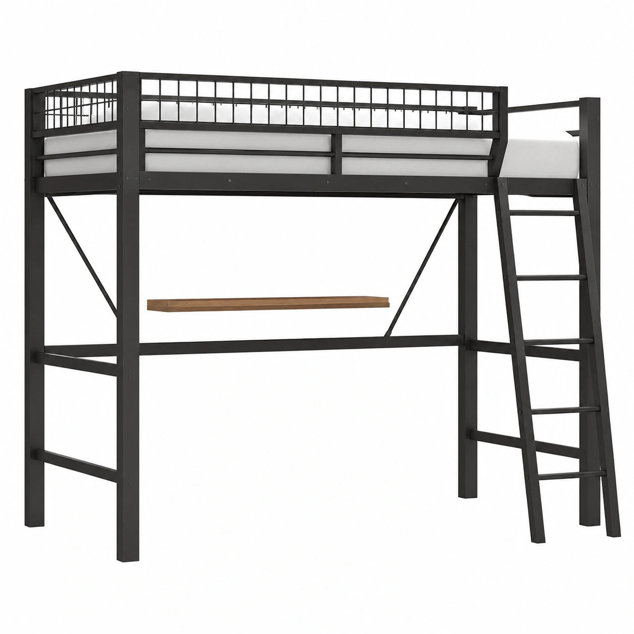 Lit gain de place, en métal, avec rangement, avec éclairage LED, 140 x 200 cm, pour la chambre