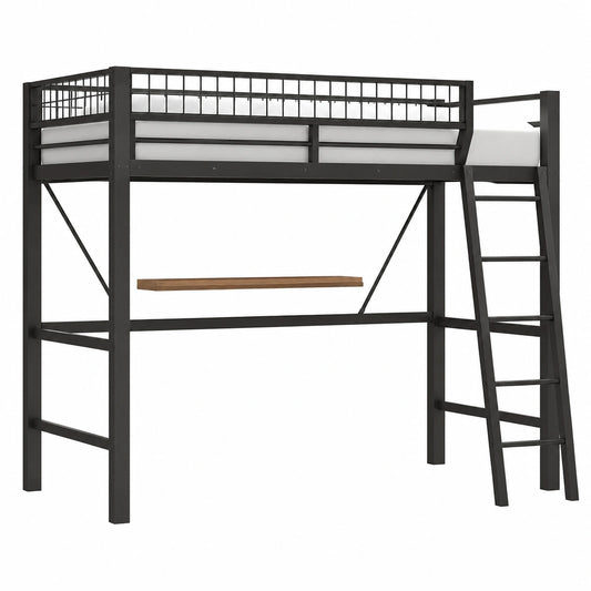 Lit gain de place, en métal, avec rangement, avec éclairage LED, 140 x 200 cm, pour la chambre