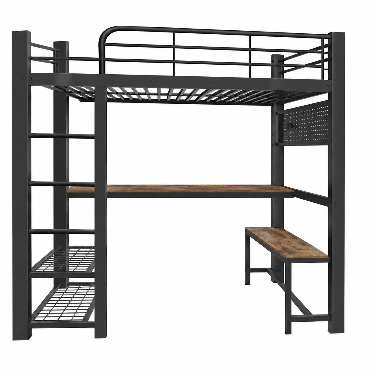 Lit gain de place, en métal, avec rangement, avec éclairage LED, 140 x 200 cm, pour la chambre